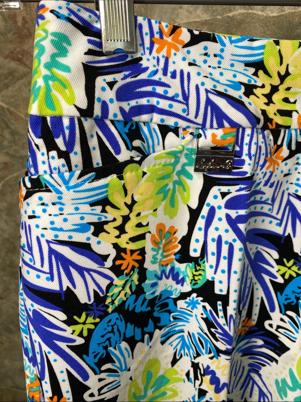 Lulu B stretch shorts tropical jungle leaf print pockets sports athletic beach - Picture 4 of 10
